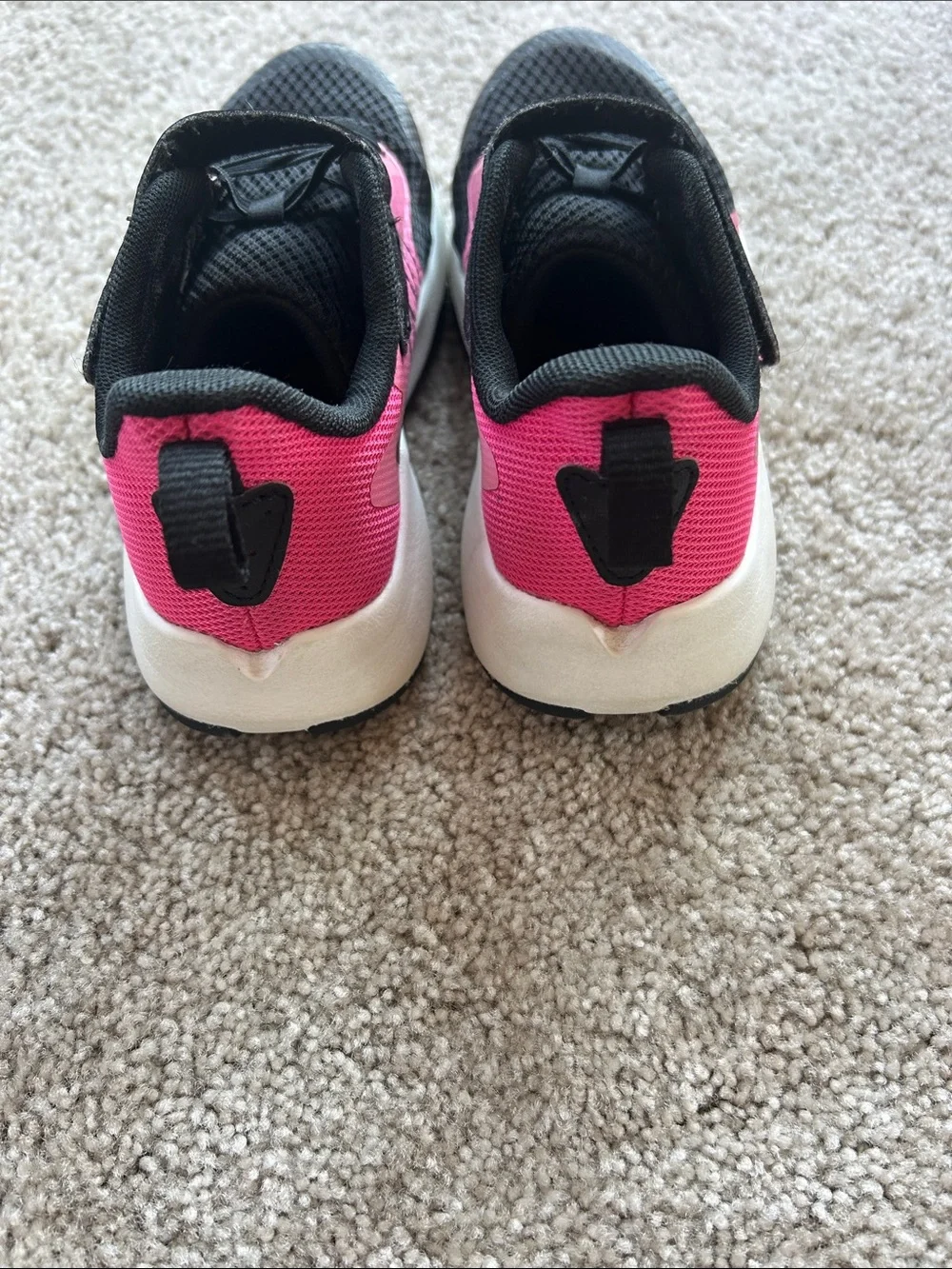 New Balance Black and Pink Kids Athletic Sneakers with Hook-and-Loop Strap